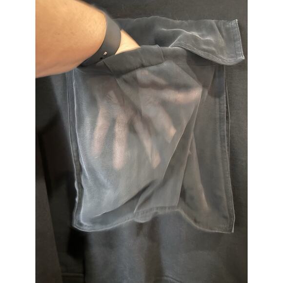 Vera Wang Collection Black Gray Thick Sweatshirt Silk Pouch On Back Size Medium - Picture 6 of 9